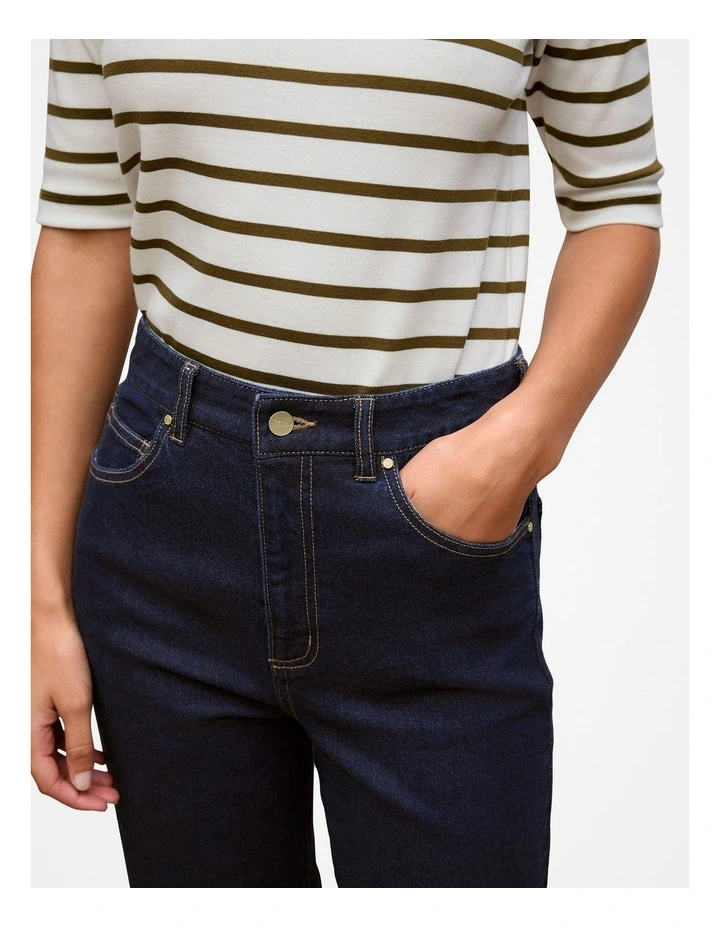 High Rise Straight Leg Jean in Dark Indigo image 4