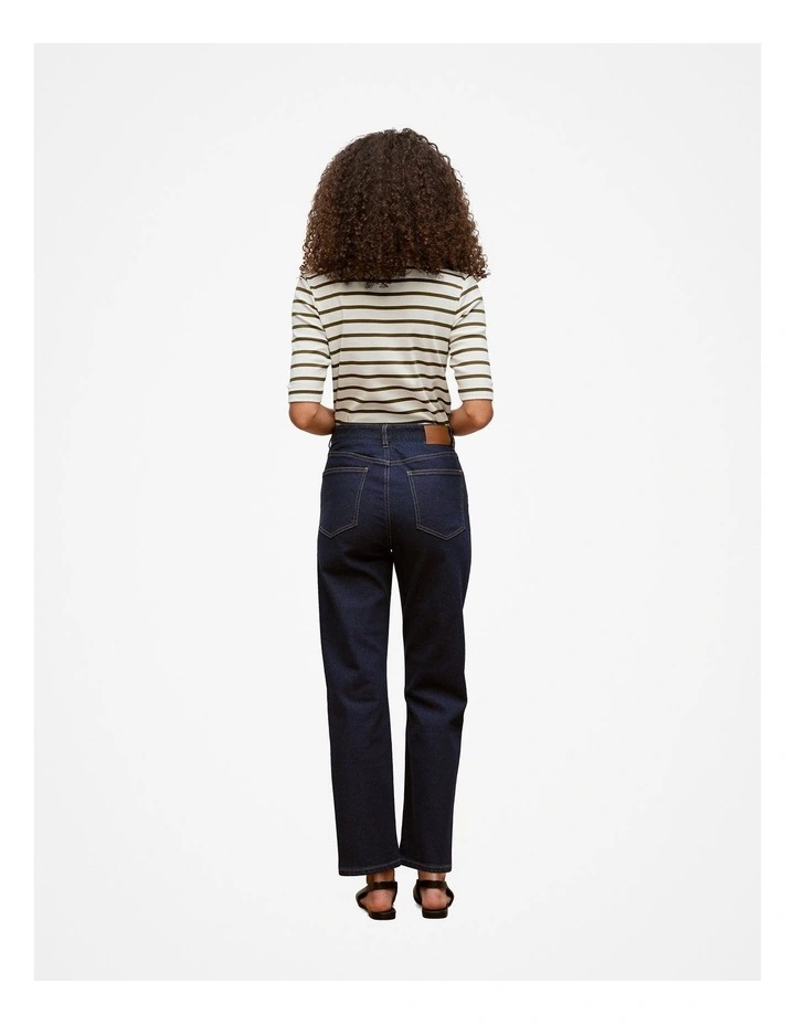 High Rise Straight Leg Jean in Dark Indigo image 6