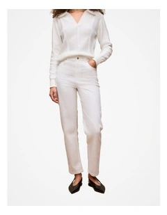 High Rise Straight Leg Jean in White