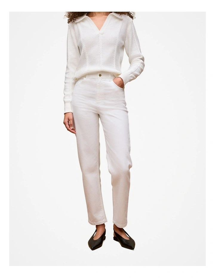 High Rise Straight Leg Jean in White image 1
