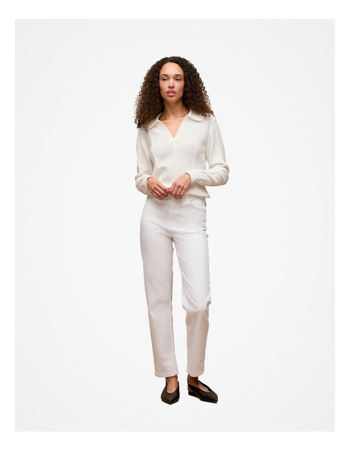 High Rise Straight Leg Jean in White image 2