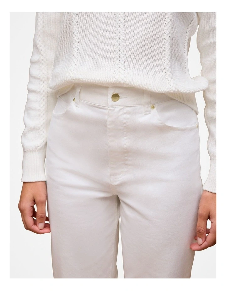 High Rise Straight Leg Jean in White image 3