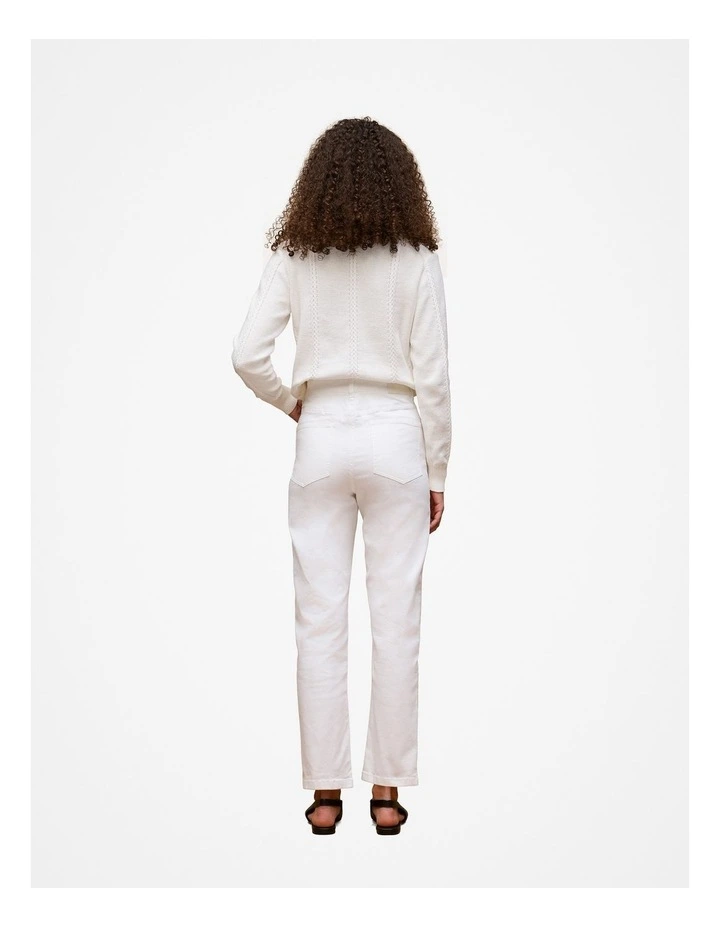 High Rise Straight Leg Jean in White image 4