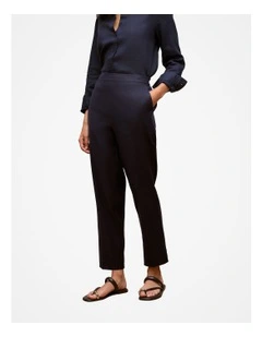 Stretch Linen Blend Pull On Pant in Night Sky