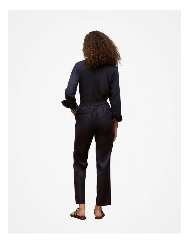 Stretch Linen Blend Pull On Pant in Night Sky image 4