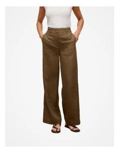 Linen Pintucked Pant in Dark Khaki