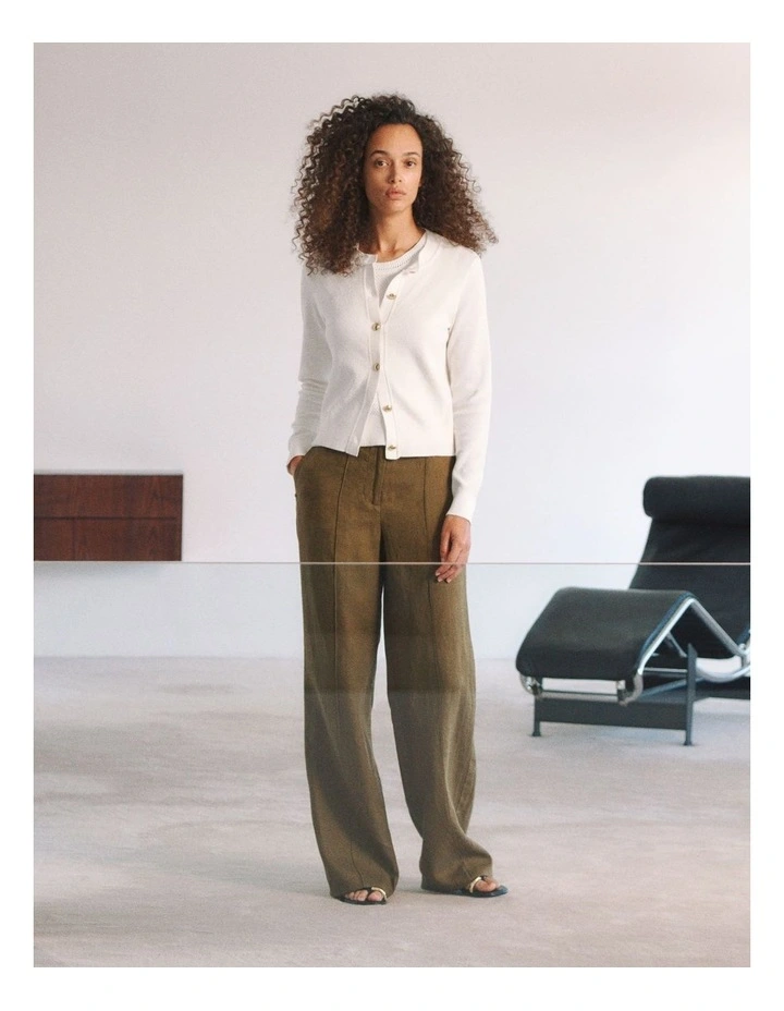 Linen Pintucked Pant in Dark Khaki image 2