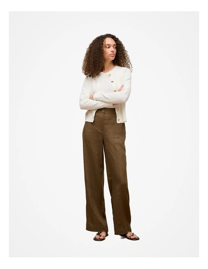 Linen Pintucked Pant in Dark Khaki image 3
