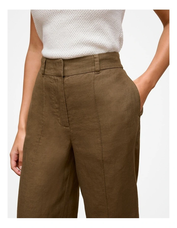 Linen Pintucked Pant in Dark Khaki image 4