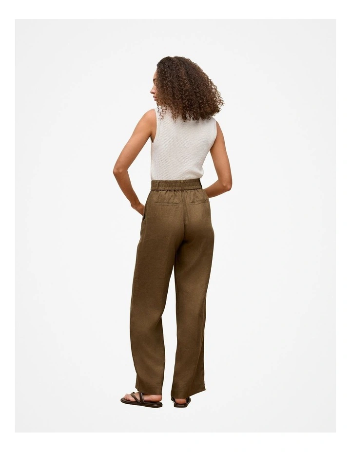 Linen Pintucked Pant in Dark Khaki image 5