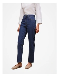 High Rise Straight Leg Jean in Mid Blue