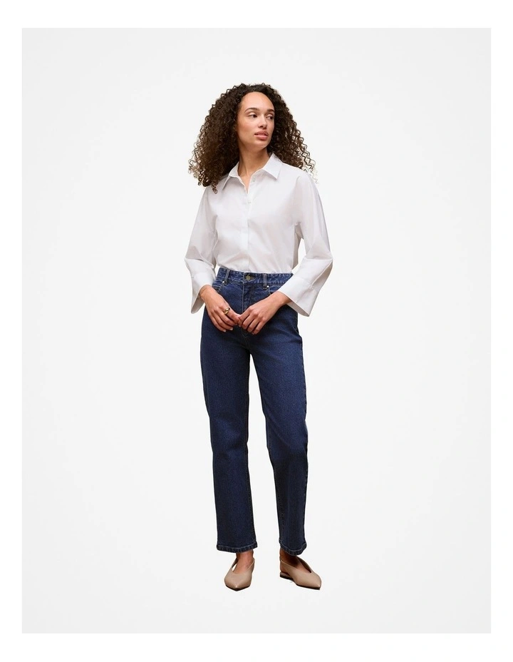 High Rise Straight Leg Jean in Mid Blue image 2