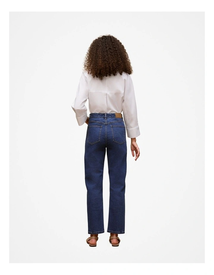 High Rise Straight Leg Jean in Mid Blue image 4
