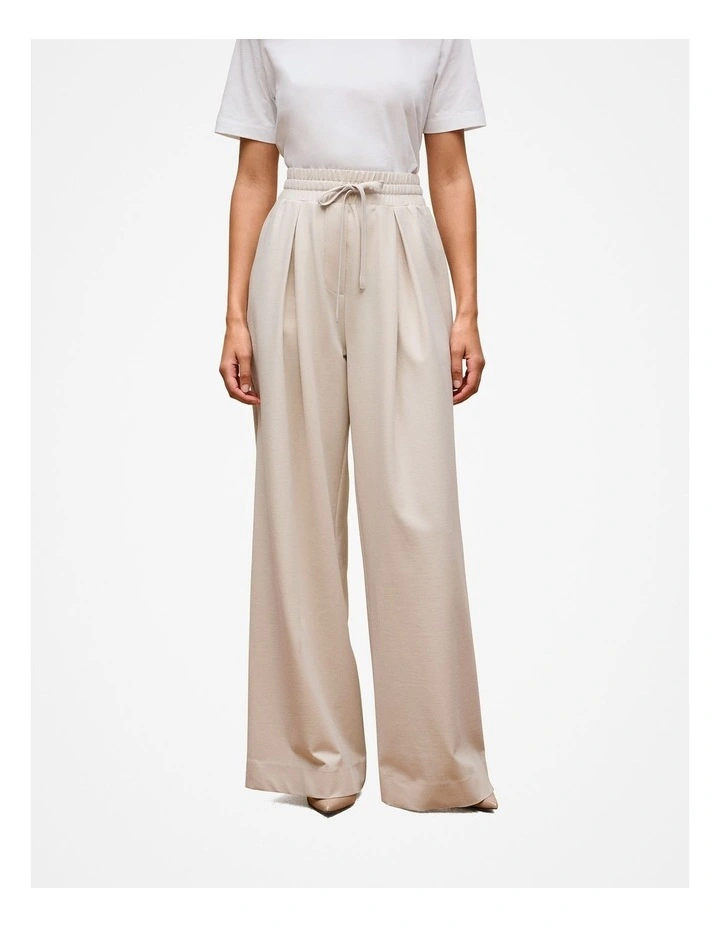 Ponte Wide Leg Pull On Pant in Stone image 1