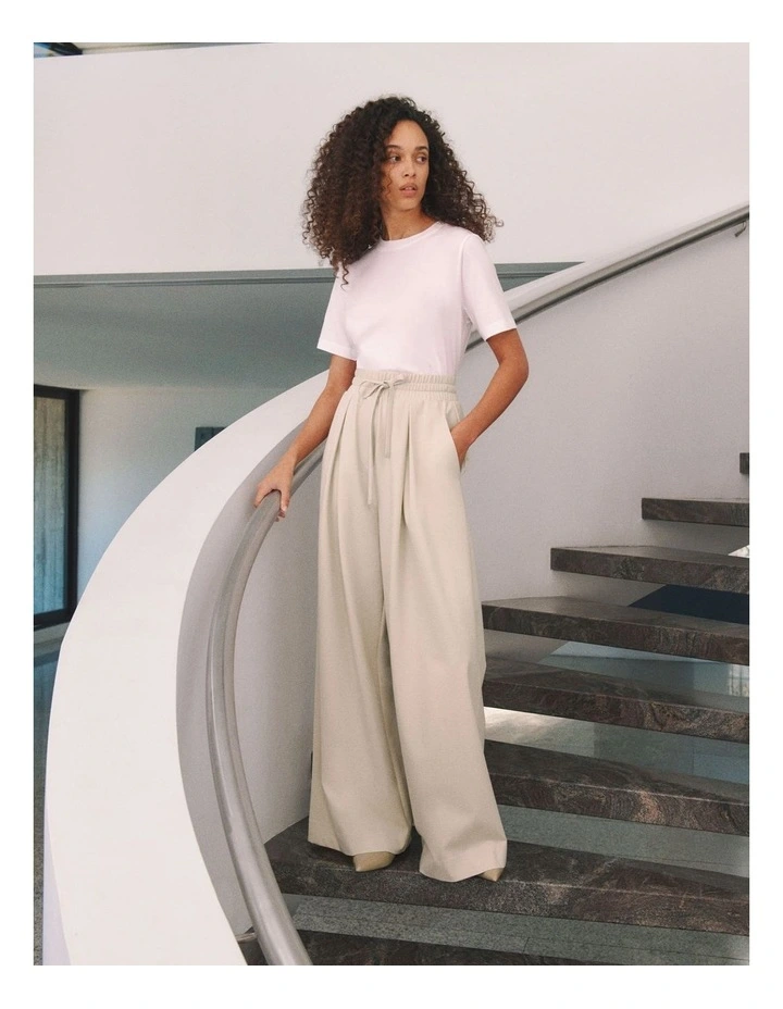 Ponte Wide Leg Pull On Pant in Stone image 2