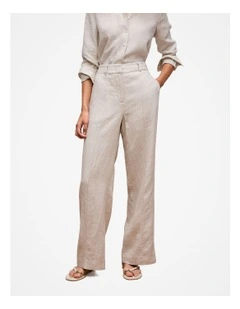 Yarn Dyed Linen Pintucked Pant in Flax