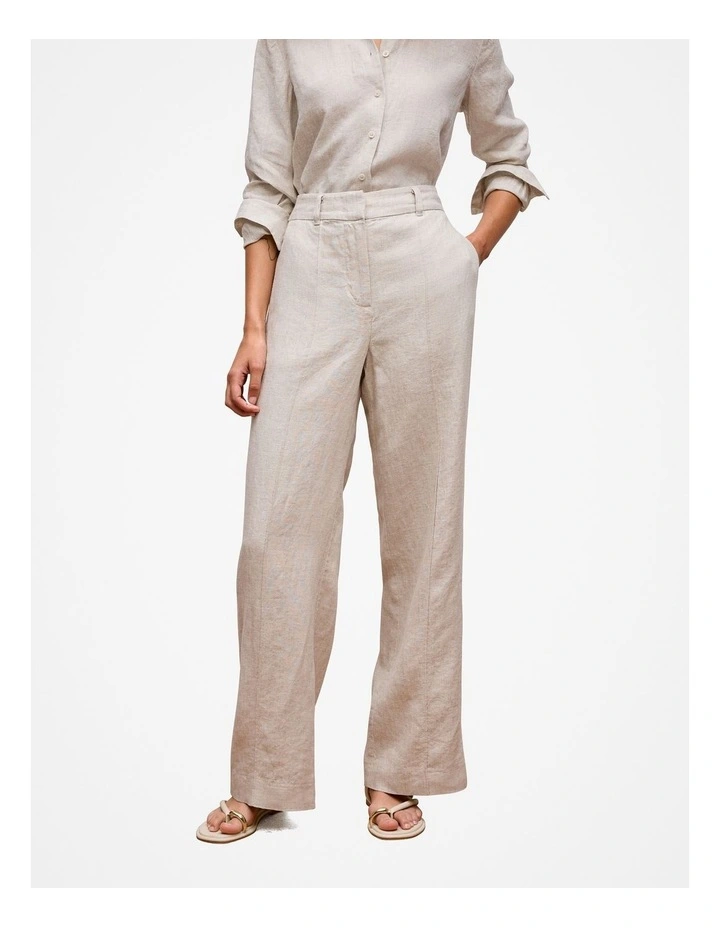 Yarn Dyed Linen Pintucked Pant in Flax image 1