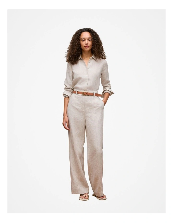 Yarn Dyed Linen Pintucked Pant in Flax image 2