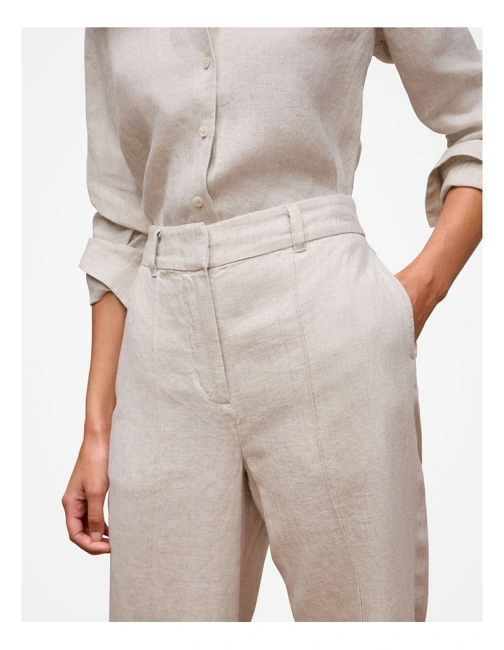 Yarn Dyed Linen Pintucked Pant in Flax image 3