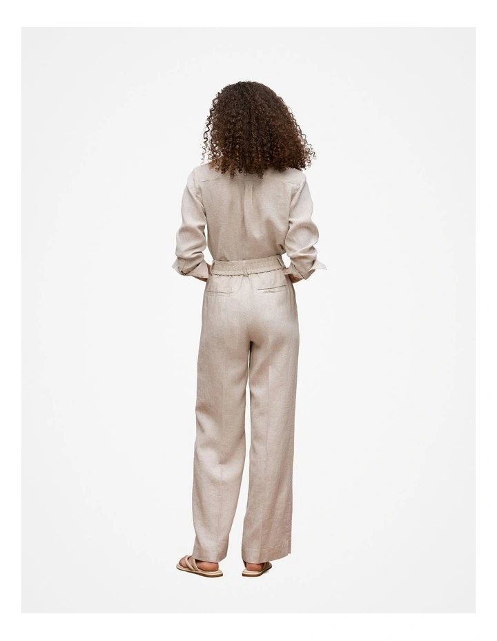 Yarn Dyed Linen Pintucked Pant in Flax image 4