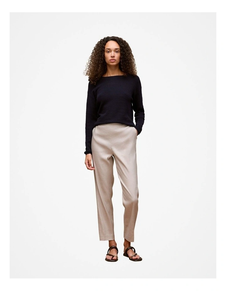 Stretch Linen Blend Pull On Pant in Flax image 2