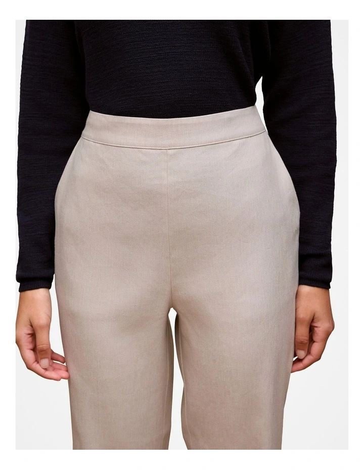 Stretch Linen Blend Pull On Pant in Flax image 3