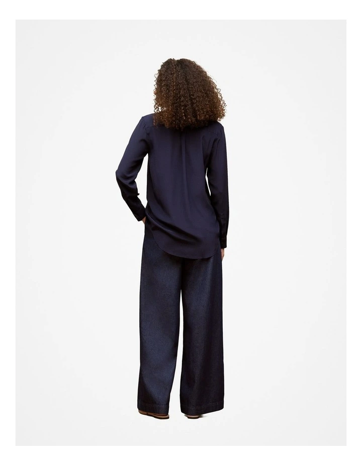 Silk Concealed Placket Shirt in Night Sky image 5