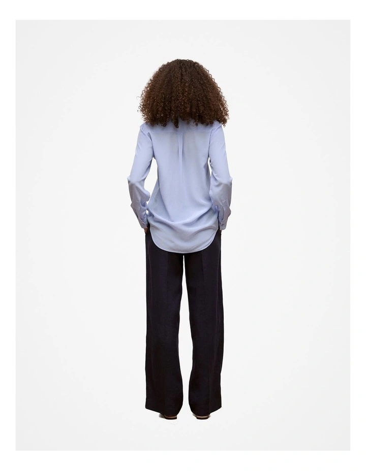 Silk Concealed Placket Shirt in Dove Blue image 4
