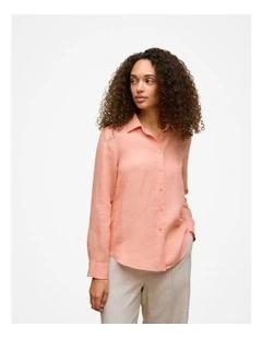 Delave Linen Classic Shirt in Peach Pink