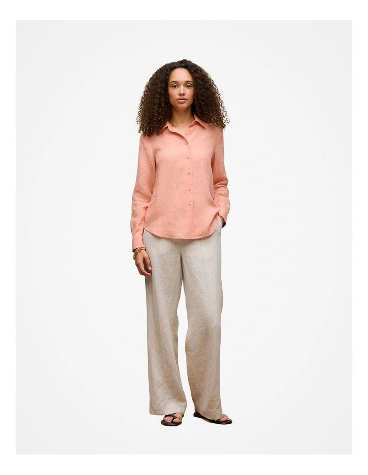 Delave Linen Classic Shirt in Peach Pink image 2