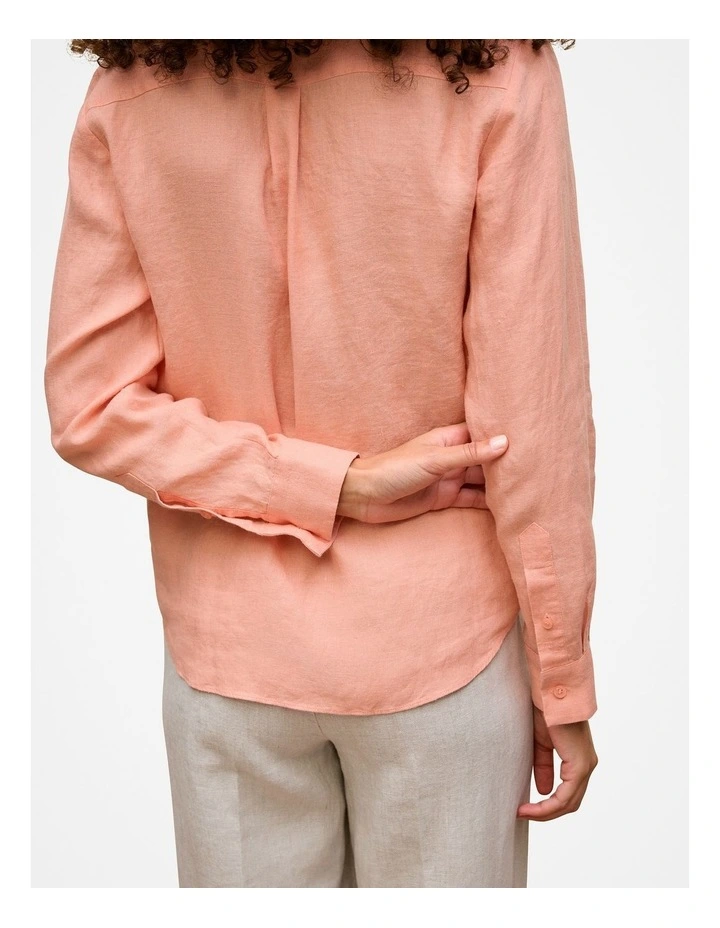 Delave Linen Classic Shirt in Peach Pink image 3