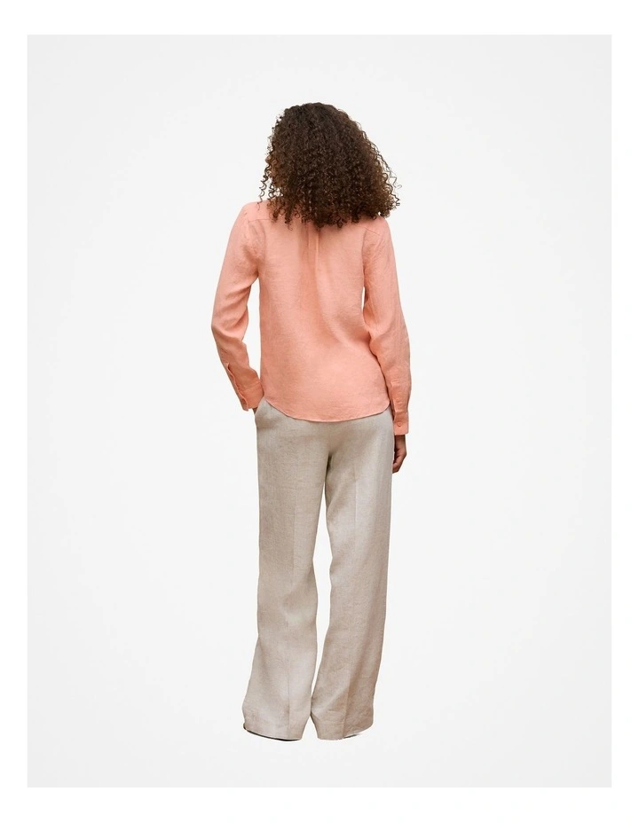 Delave Linen Classic Shirt in Peach Pink image 4