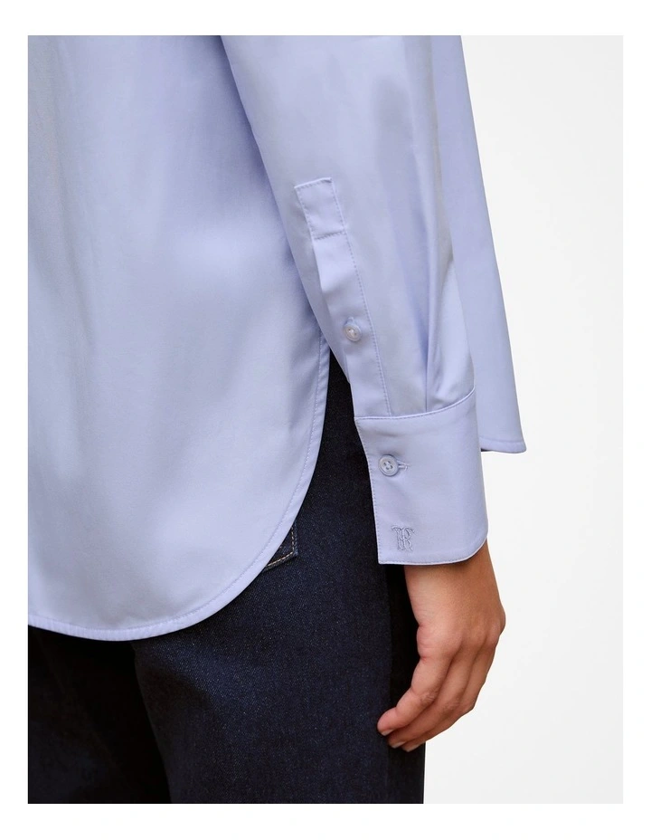 Cotton Poplin Long Sleeve Shirt in Dove Blue image 3