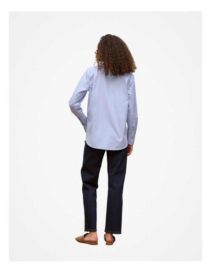 Cotton Poplin Long Sleeve Shirt in Dove Blue image 4