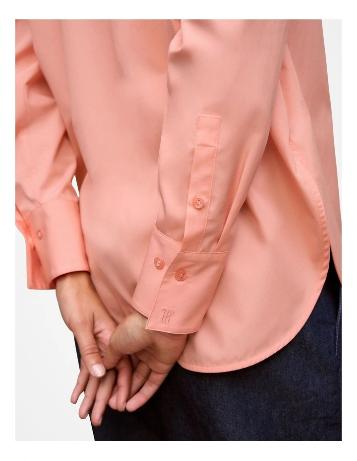 Cotton Poplin Long Sleeve Shirt in Peach Pink image 5