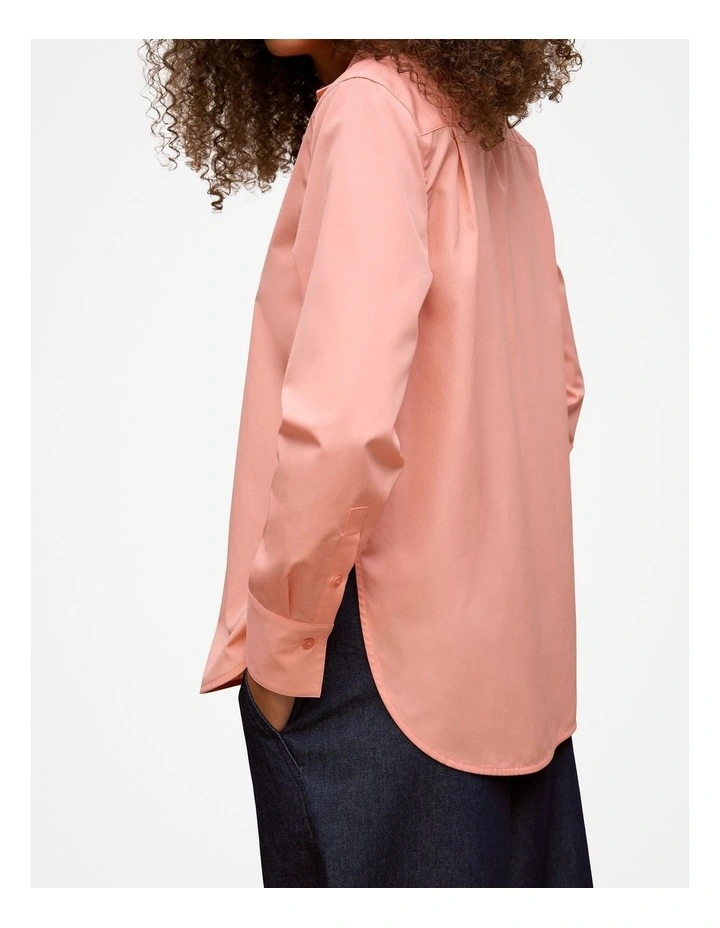 Cotton Poplin Long Sleeve Shirt in Peach Pink image 6