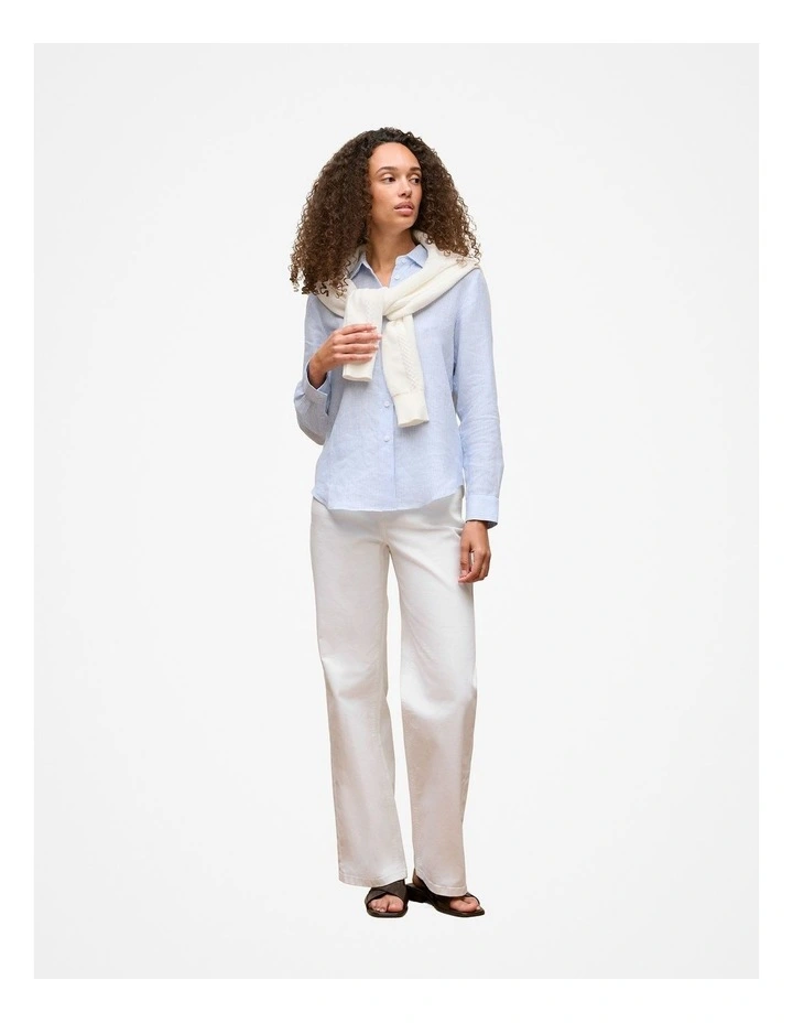 Yarn Dyed Stripe Linen Shirt in Dove Blue image 2
