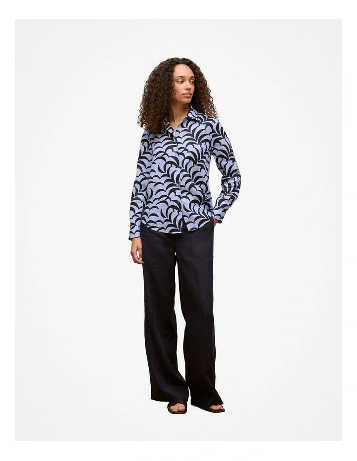 Fern Leaf Linen Shirt in Dove Blue image 2