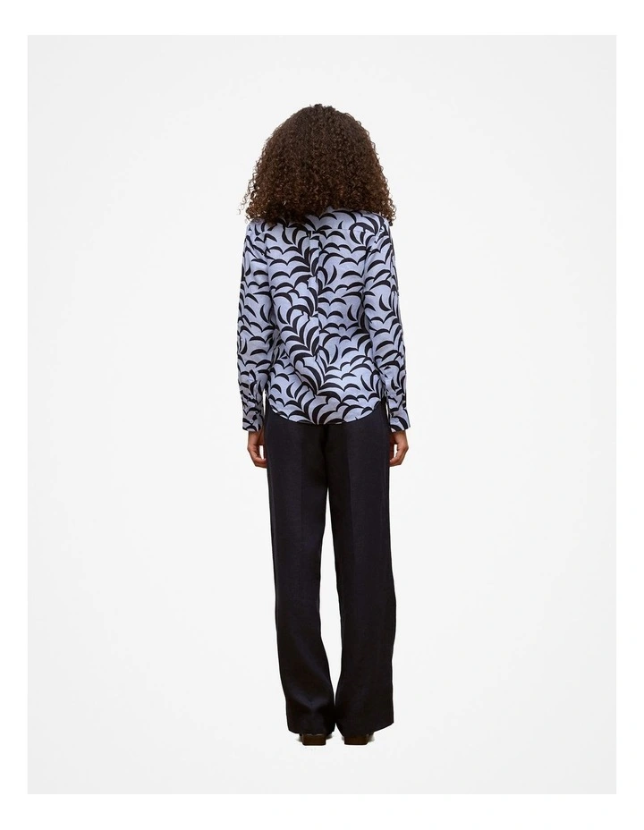 Fern Leaf Linen Shirt in Dove Blue image 4