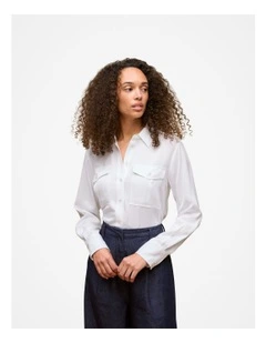 Soft Twill Pocket Detail Shirt in White