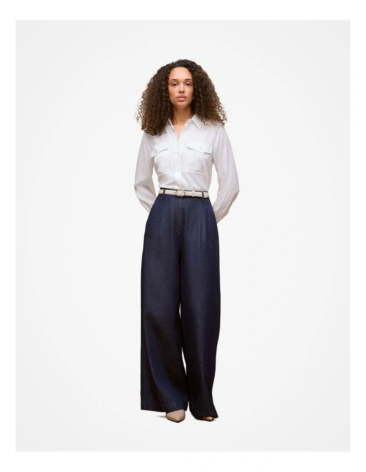 Soft Twill Pocket Detail Shirt in White image 2