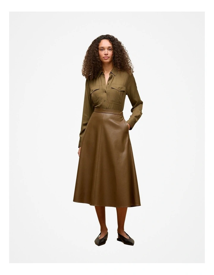 Soft Twill Pocket Detail Shirt in Dark Khaki image 2