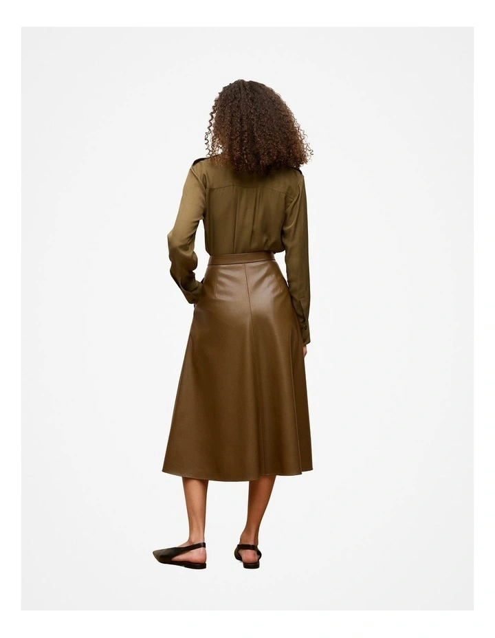 Soft Twill Pocket Detail Shirt in Dark Khaki image 4