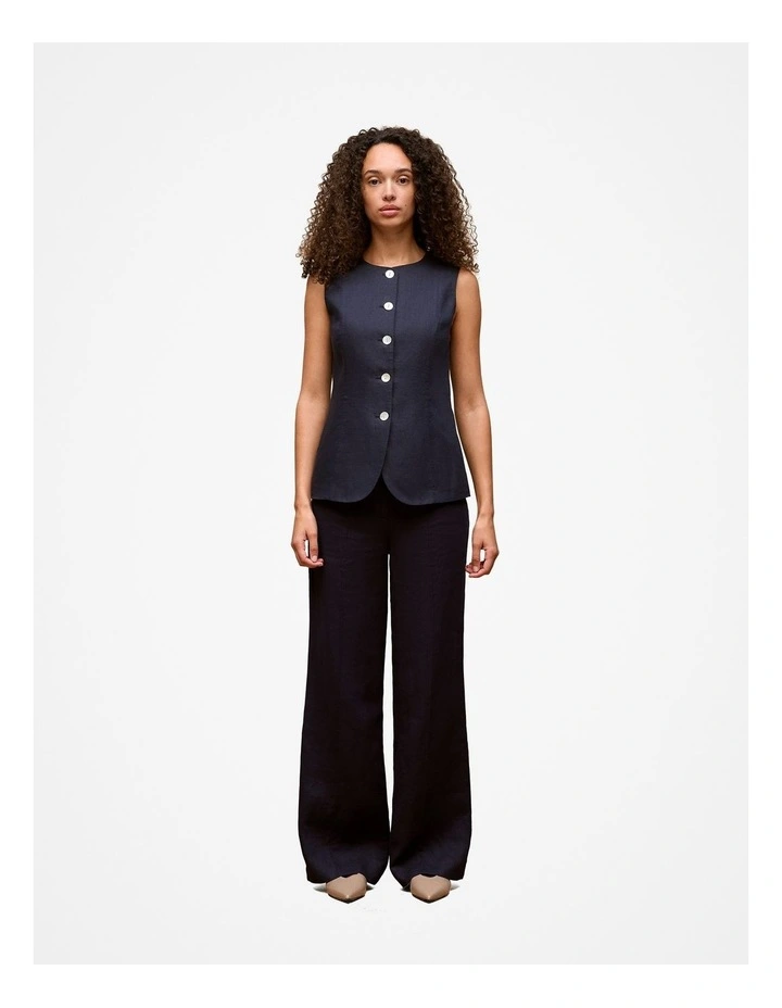 Linen Button Through Vest in Night Sky image 2