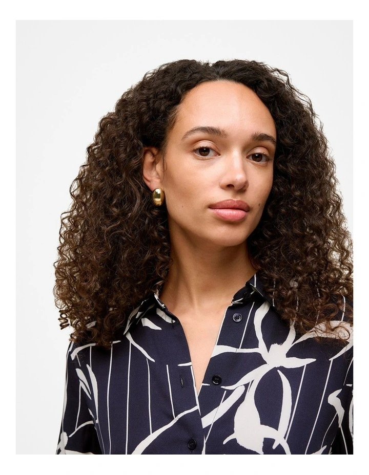 Floral Stripe Twill Shirt in Night Sky image 4