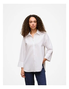 Poplin Boxy Monogram Shirt in White
