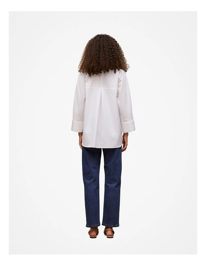 Poplin Boxy Monogram Shirt in White image 5