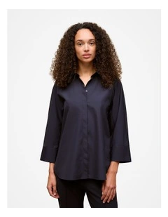 Poplin Boxy Monogram Shirt in Night Sky