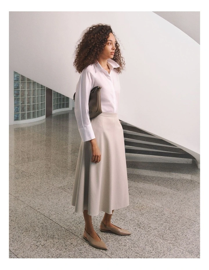 Soft Seam Detail Skirt in Stone image 2