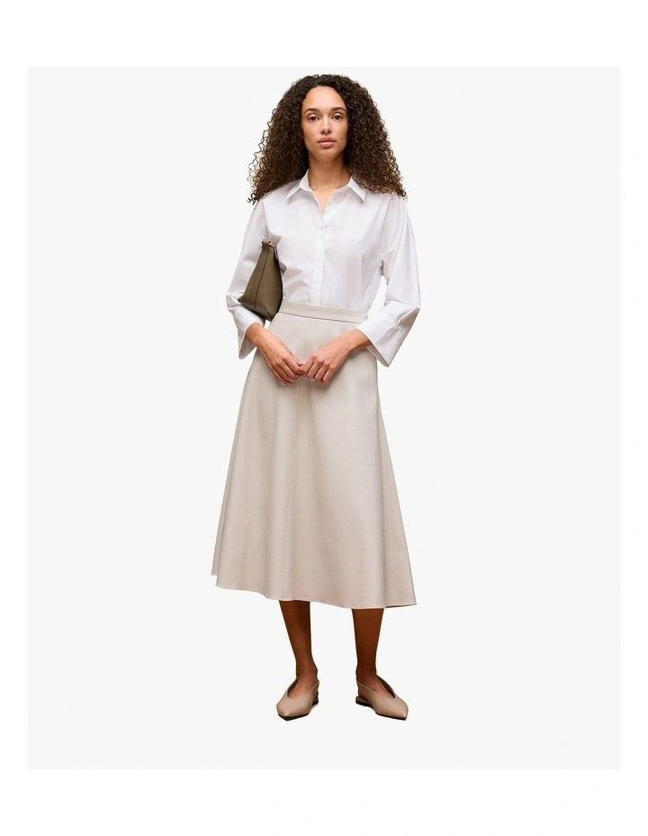 Soft Seam Detail Skirt in Stone image 3